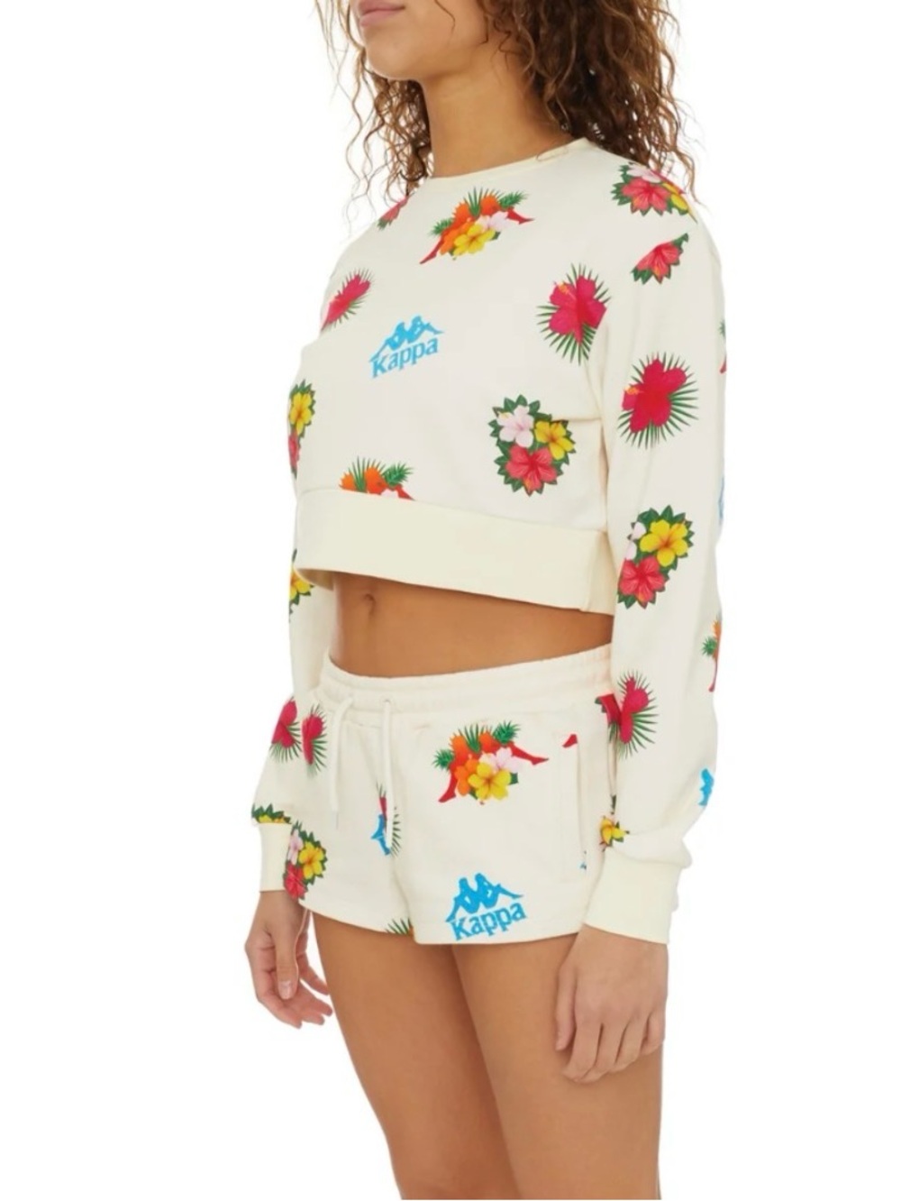 Kappa Authentic Denpassar Cropped Sweatshirt, floral print, size L, EUC